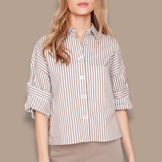 Renuar - Striped Cropped Blouse