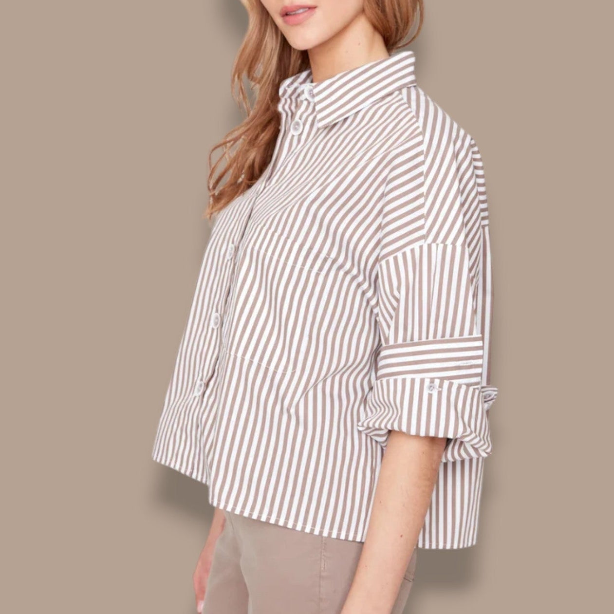 Renuar - Striped Cropped Blouse