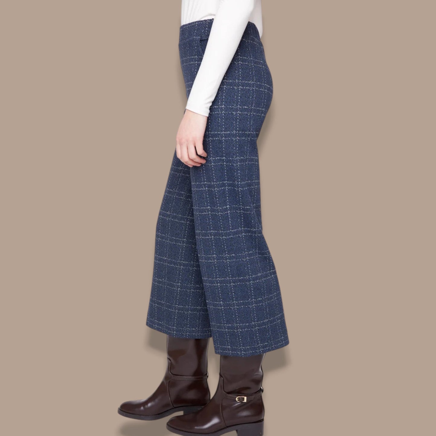 Renuar - Broken Check Cropped Pull-On Pants