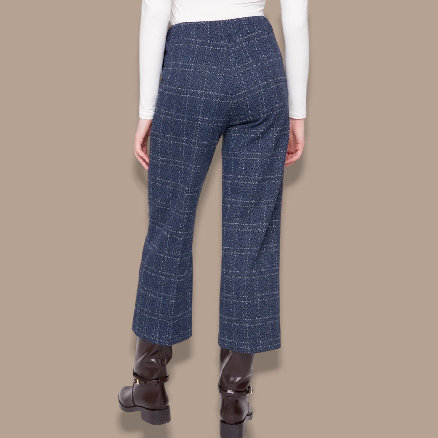 Renuar - Broken Check Cropped Pull-On Pants
