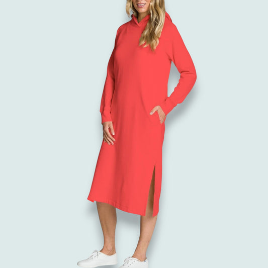 DKR - Ultra Soft Brushed Fleece Hooded Midi Dress