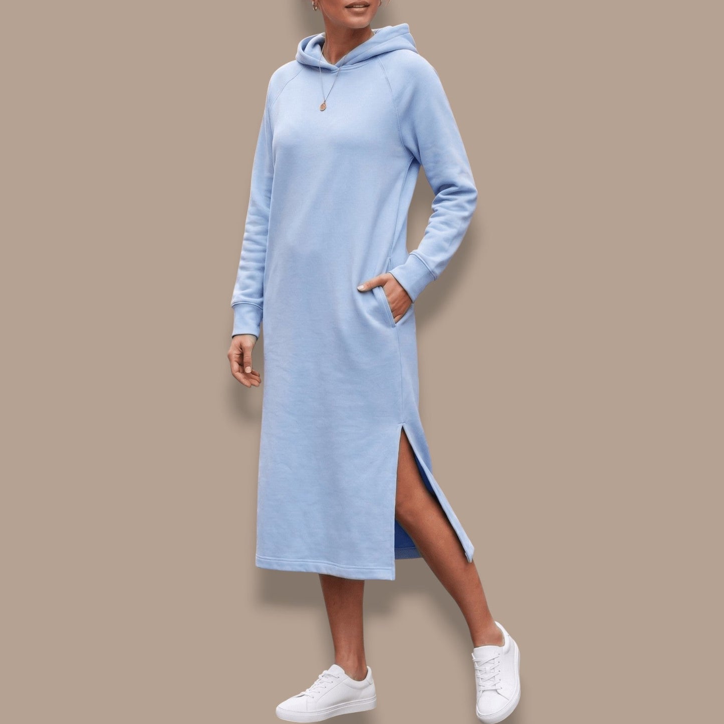 DKR - Ultra Soft Brushed Fleece Hooded Midi Dress