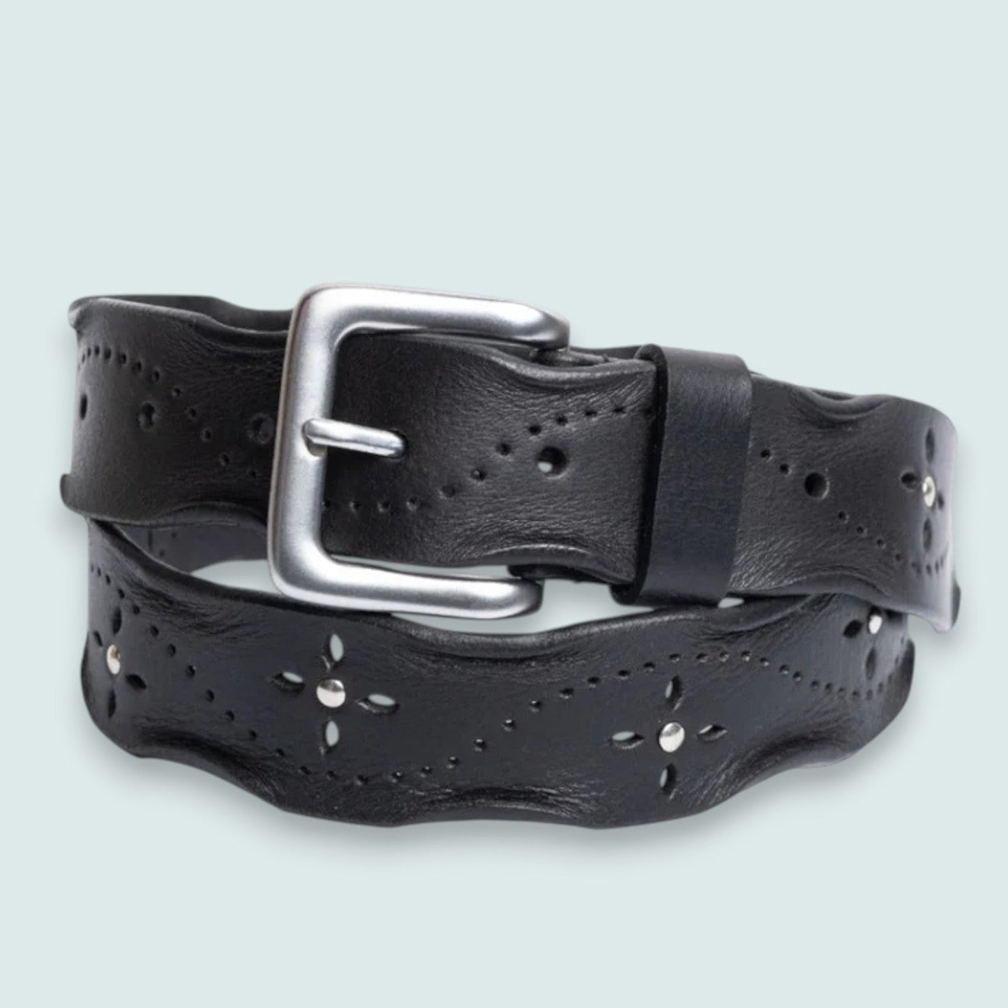 Silver Jeans - Worn Edge Studded Leather Belt – 38MM Size