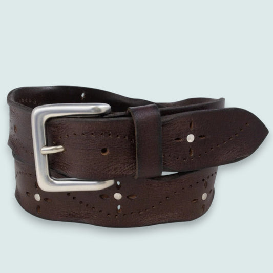 Silver Jeans - Worn Edge Studded Leather Belt – 38MM Size