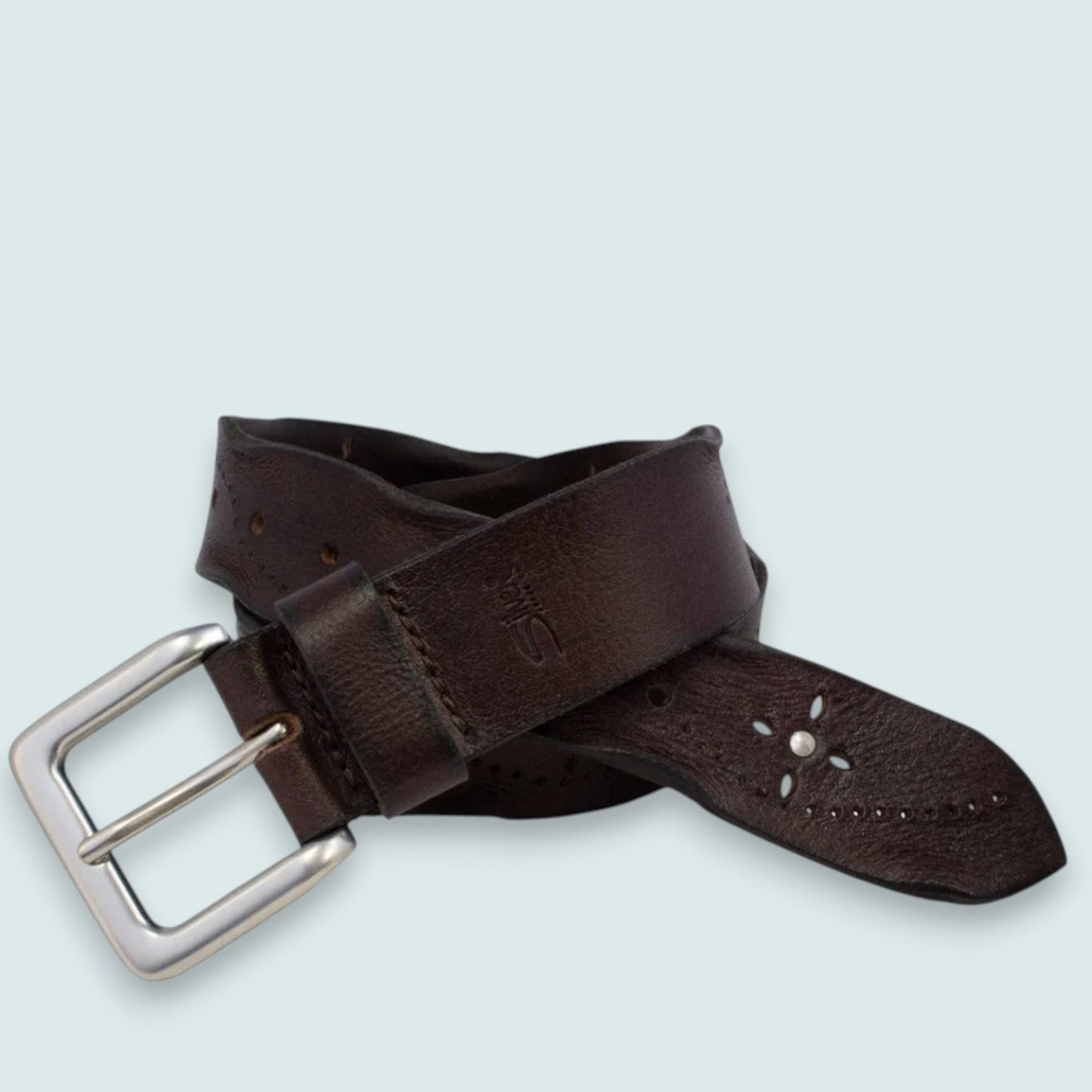 Silver Jeans - Worn Edge Studded Leather Belt – 38MM Size