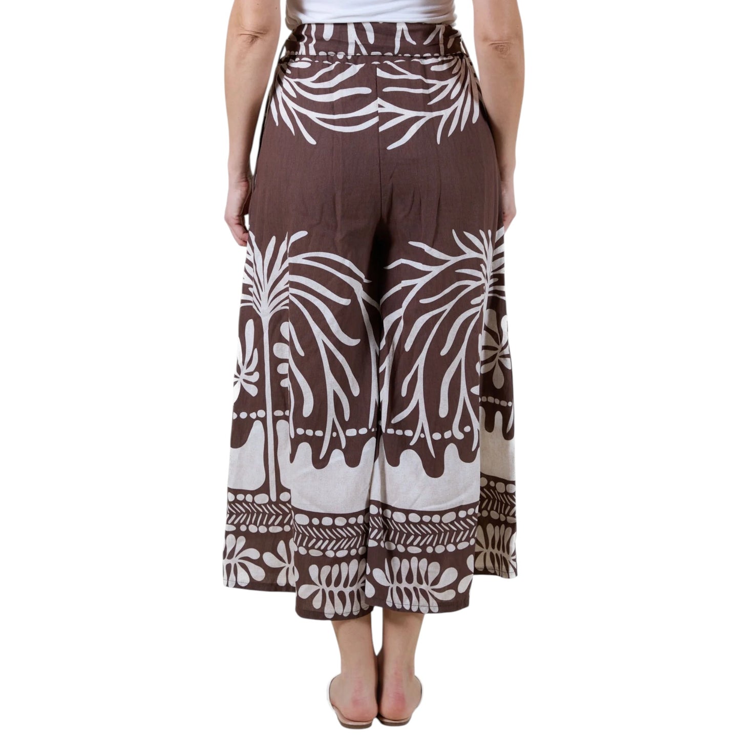 Angela Mara - Printed Culottes with Tie Waist