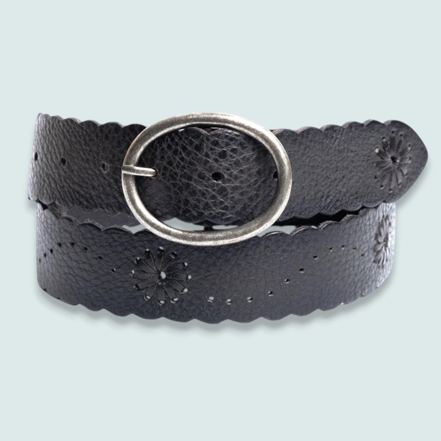 Silver Jeans - Scalloped Edge Genuine Leather Belt – 40mm Size