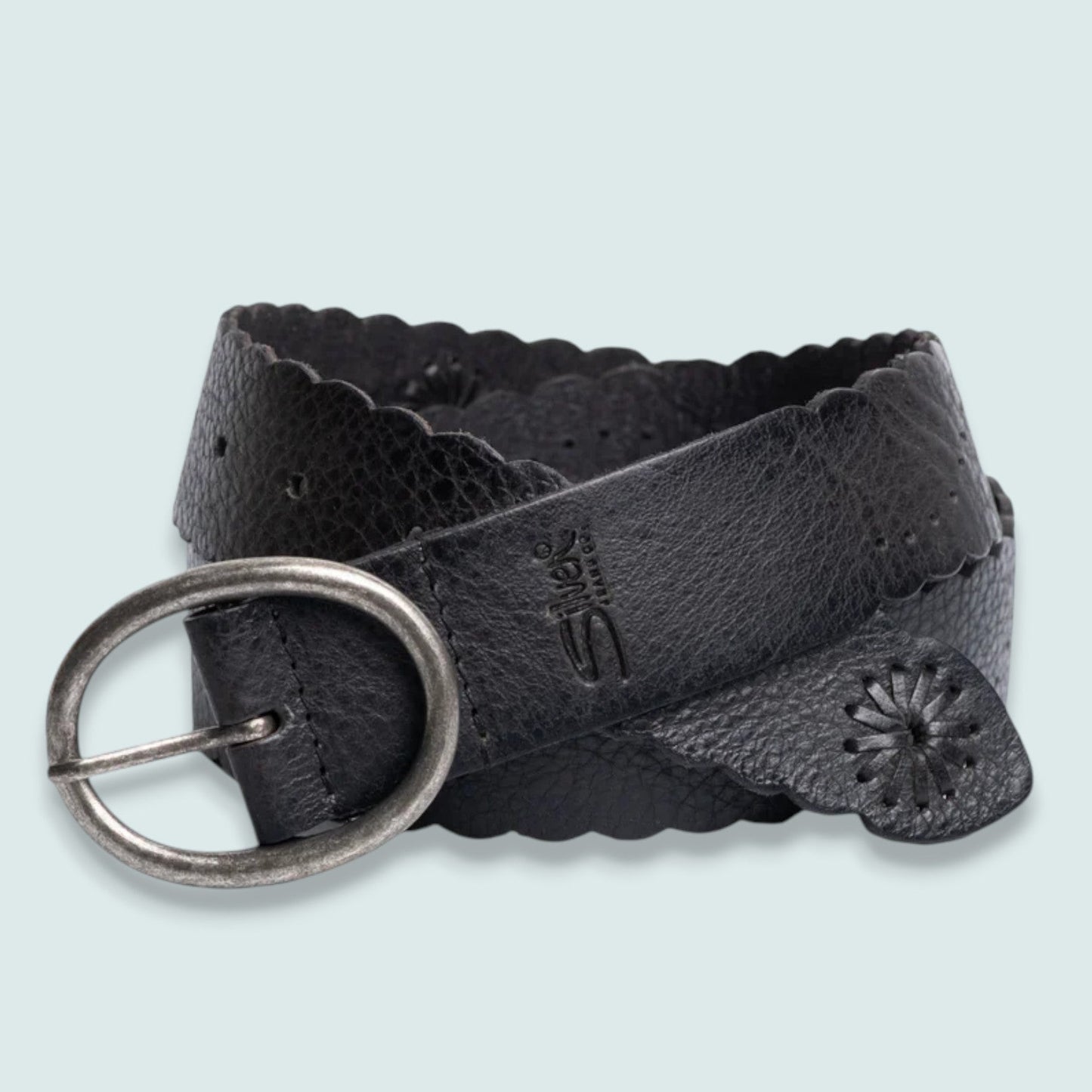 Silver Jeans - Scalloped Edge Genuine Leather Belt – 40mm Size
