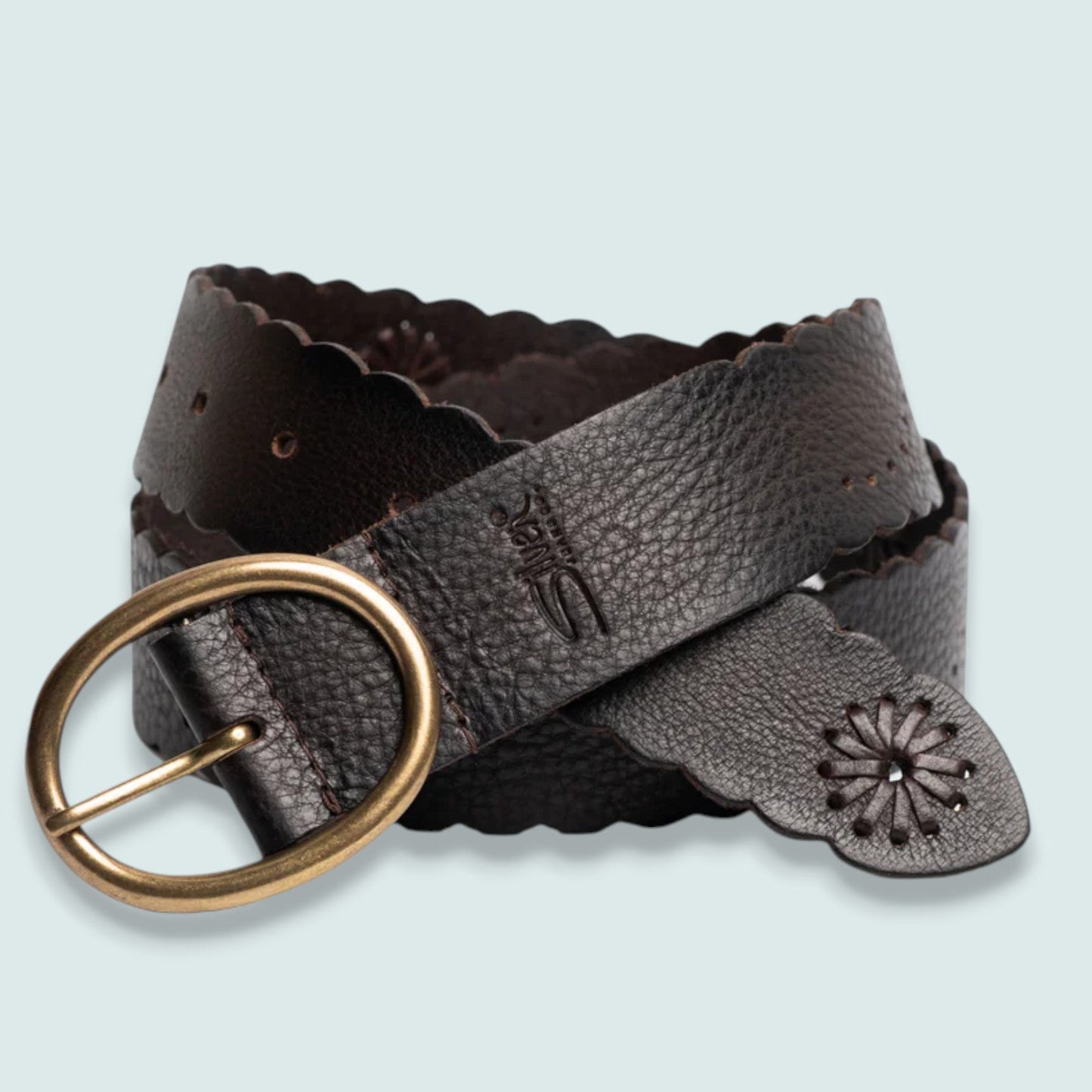 Silver Jeans - Scalloped Edge Genuine Leather Belt – 40mm Size