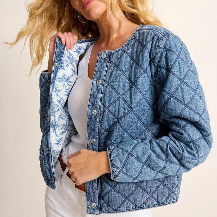 Tommy Bahama - Quilted Cropped Denim Jacket