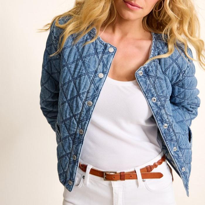 Tommy Bahama - Quilted Cropped Denim Jacket