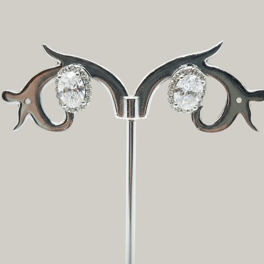 EL-KA- Oval Halo Stud Earrings