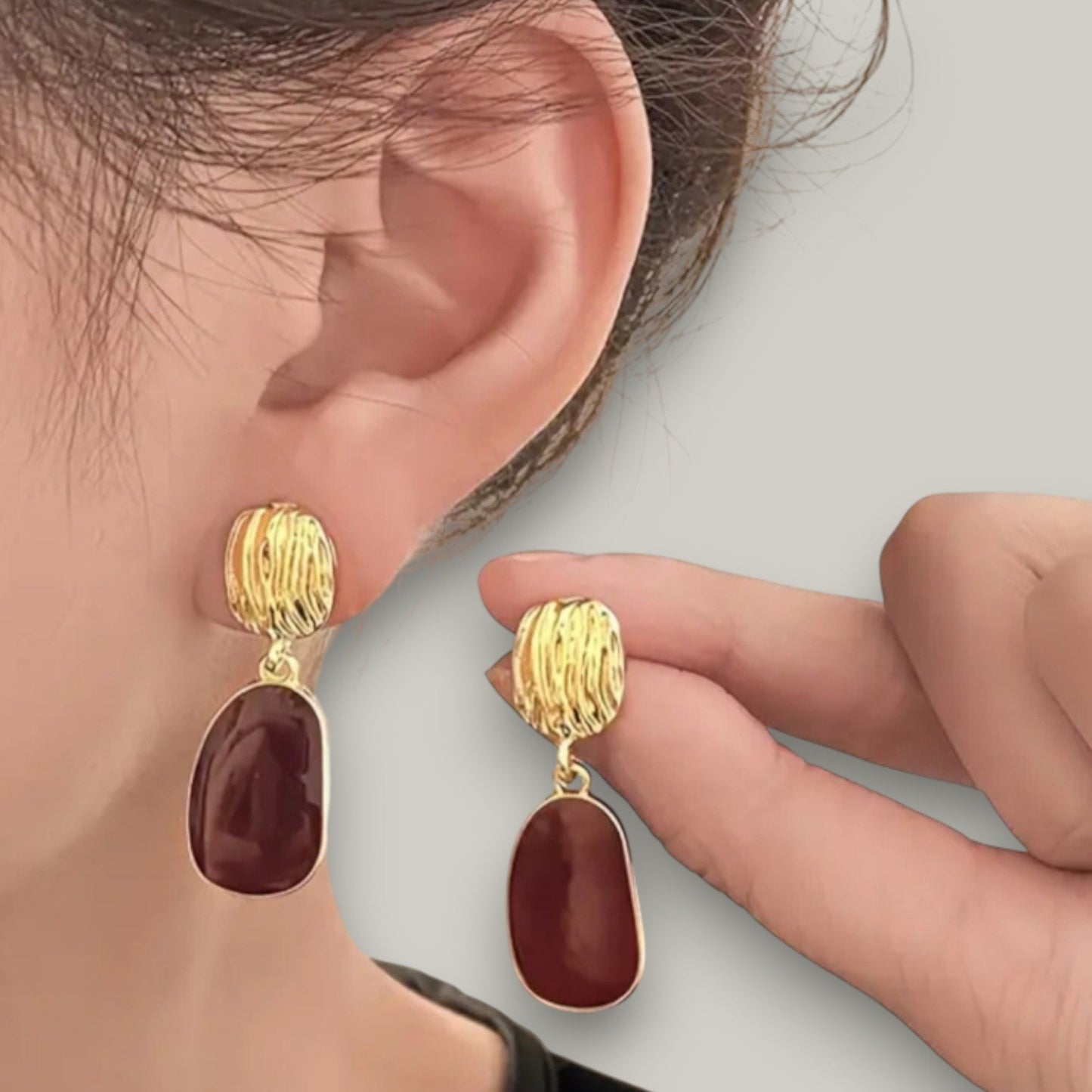 Audrey's - Polished Enamel And Gold Tone Earring