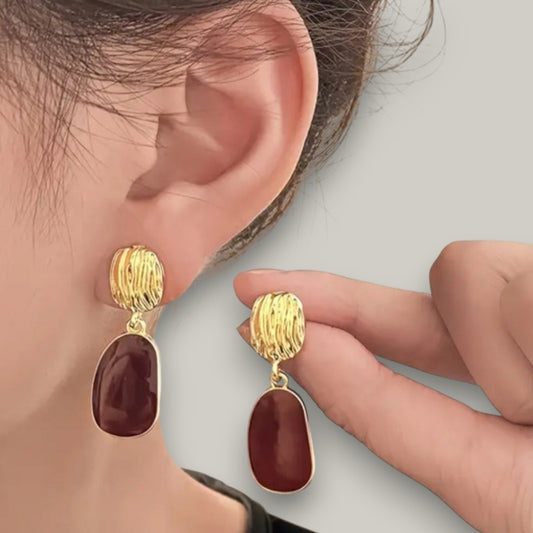 Audrey's - Polished Enamel And Gold Tone Earring