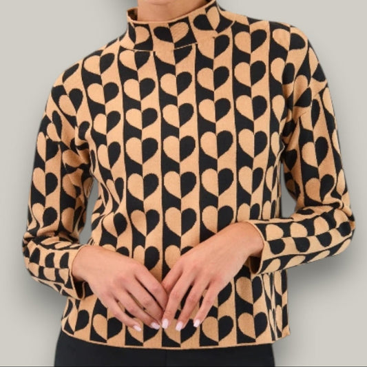 FDJ - Mock Neck Jacquard Love Sweater