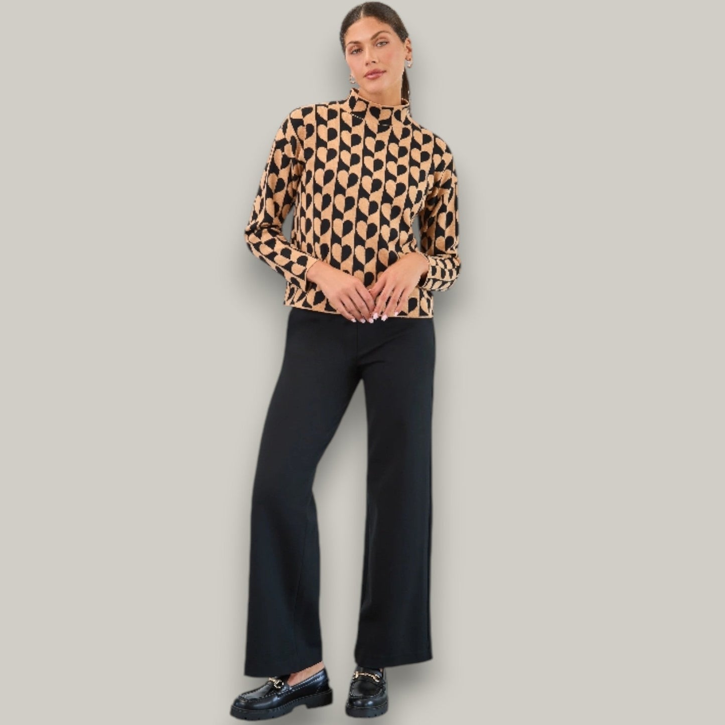 FDJ - Mock Neck Jacquard Love Sweater