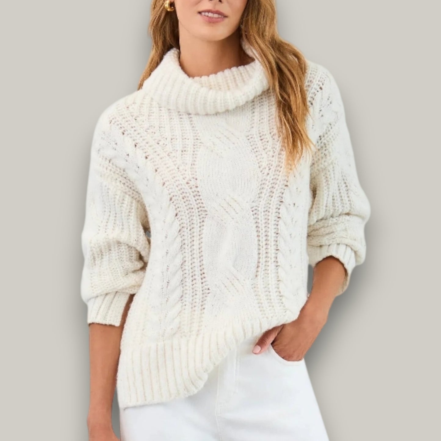 FDJ - Cozy Cable Knit Turtleneck Sweater