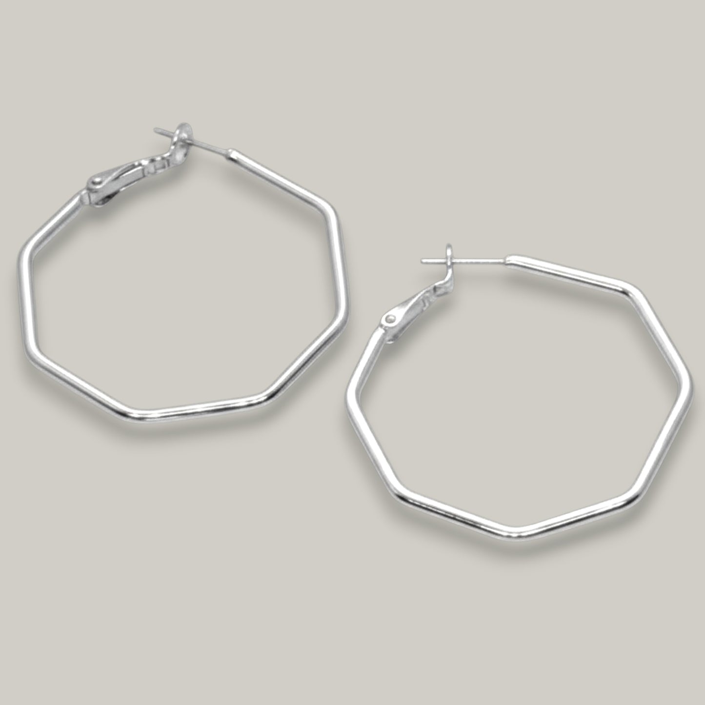 Audrey's - Geometry Silver Hoops