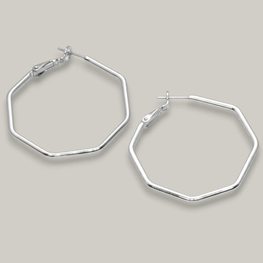 Audrey's - Geometry Silver Hoops