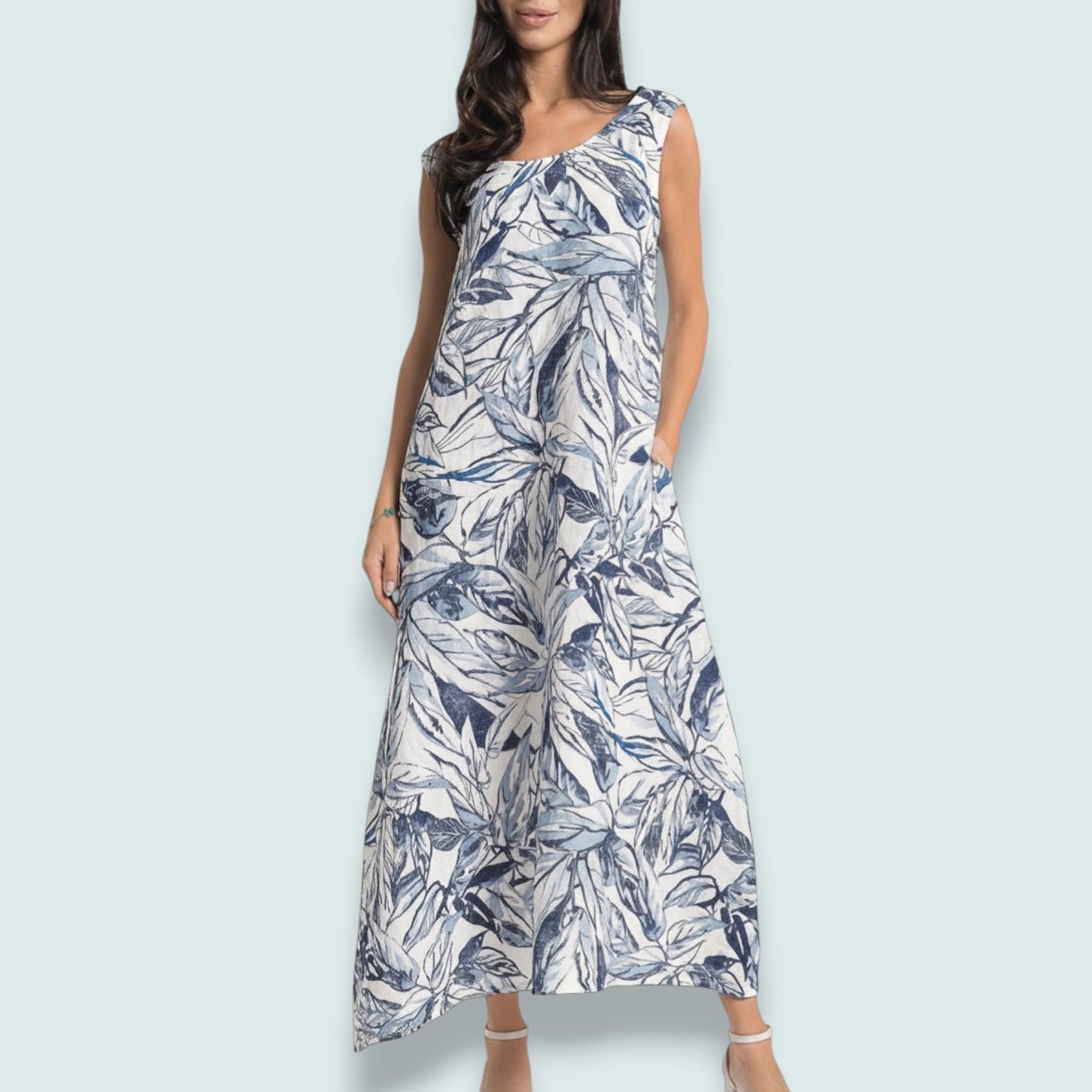 Linen O - Botanical Linen Maxi Dress
