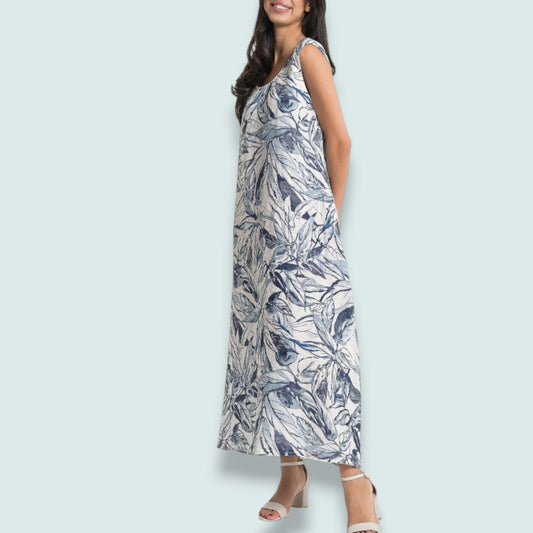 Linen O - Botanical Linen Maxi Dress