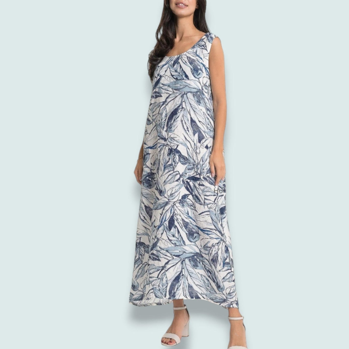 Linen O - Botanical Linen Maxi Dress