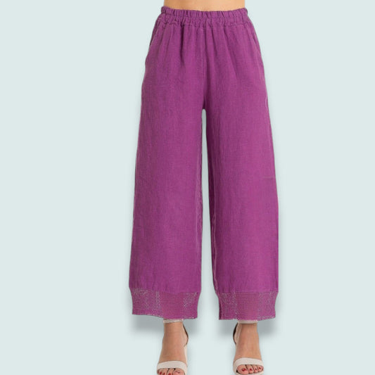 Linen Luv - Orchid Linen Wide-Leg Pants