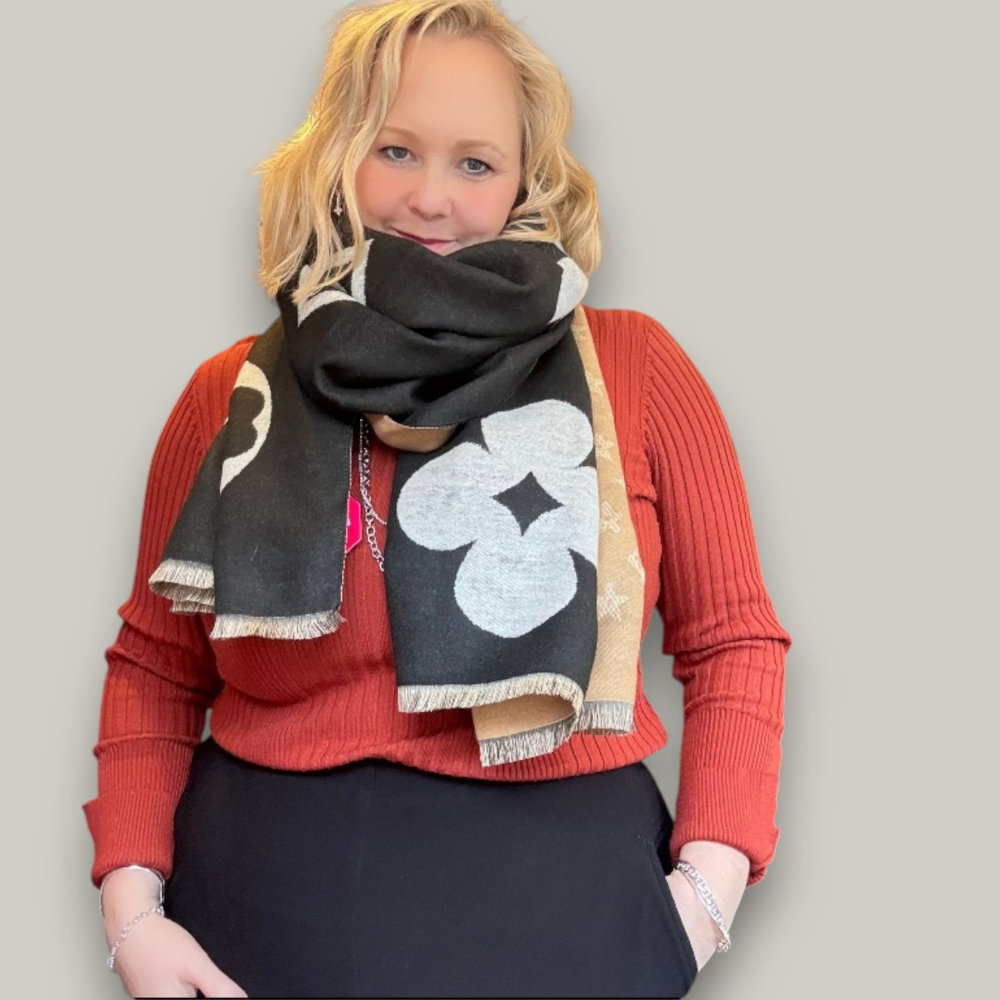 Alina - Modern Bloom Reversible Scarf