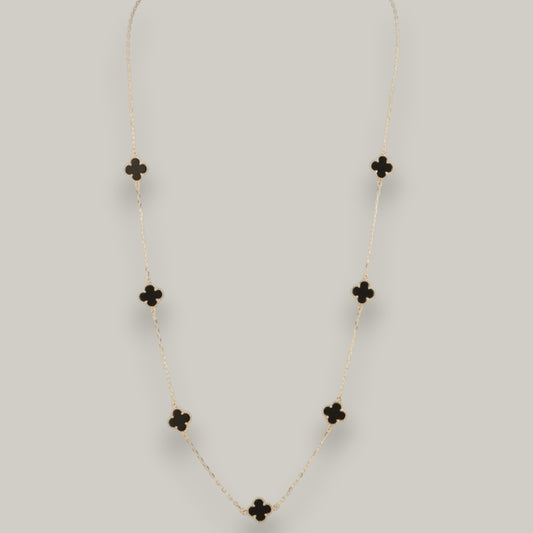 Merx - Black Enamel Clover Necklace