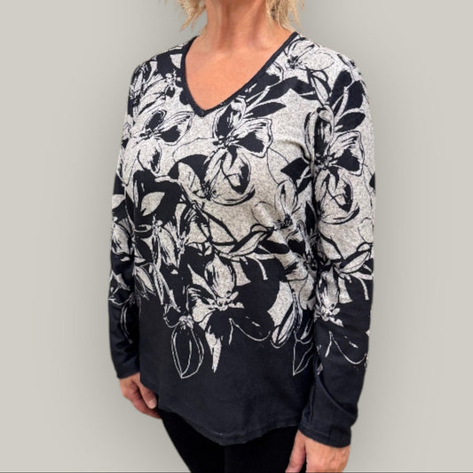 Audrey's - Midnight Petal V-Neck Top