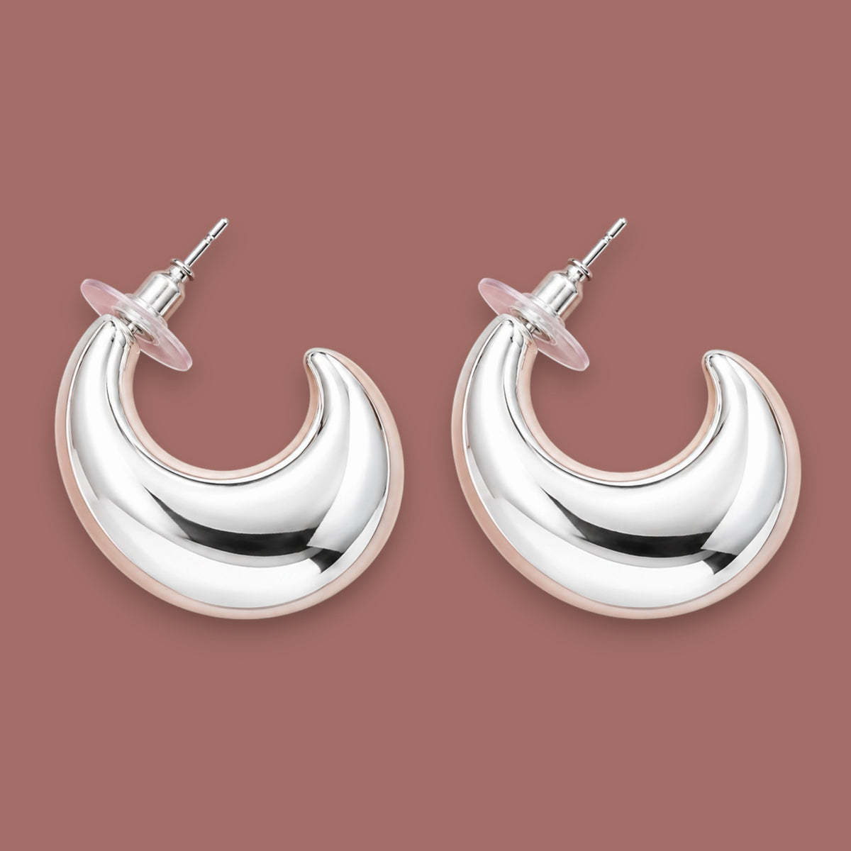 Merx - Polished Chunky Crescent Hoop Earrings