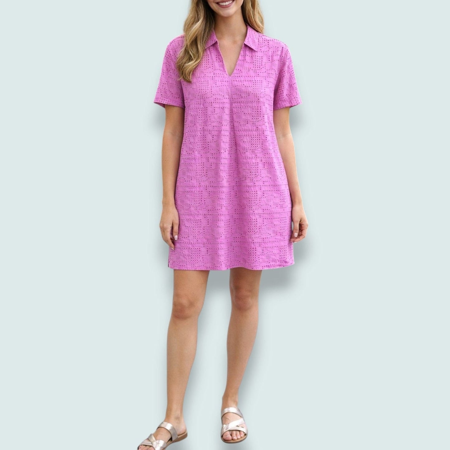 Tribal - V-Neck Collar Tunic Dress With Lining