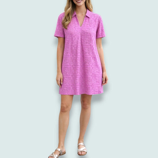 Tribal - V-Neck Collar Tunic Dress With Lining