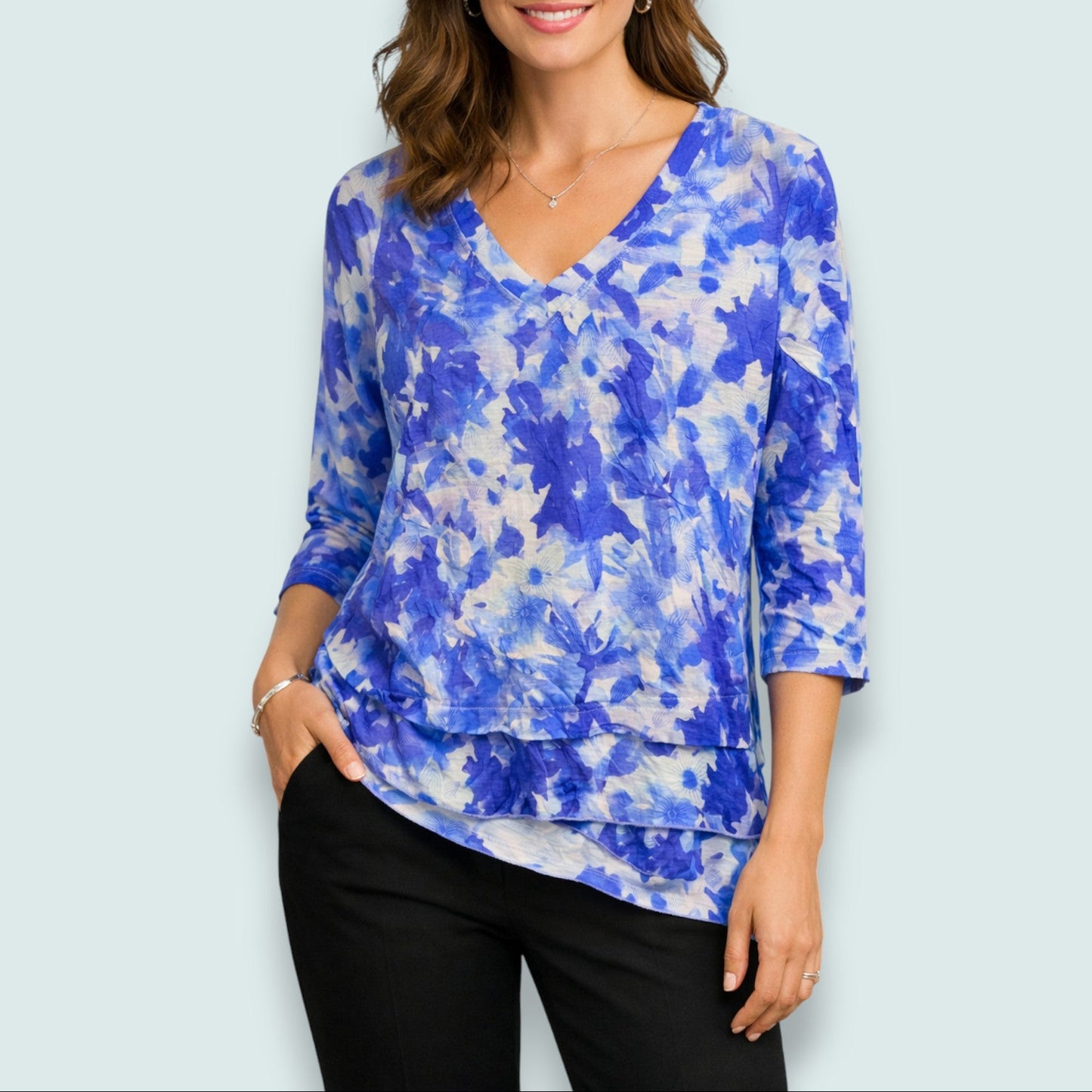 Tango Mango - Signature Layered Hem V-Neck Top