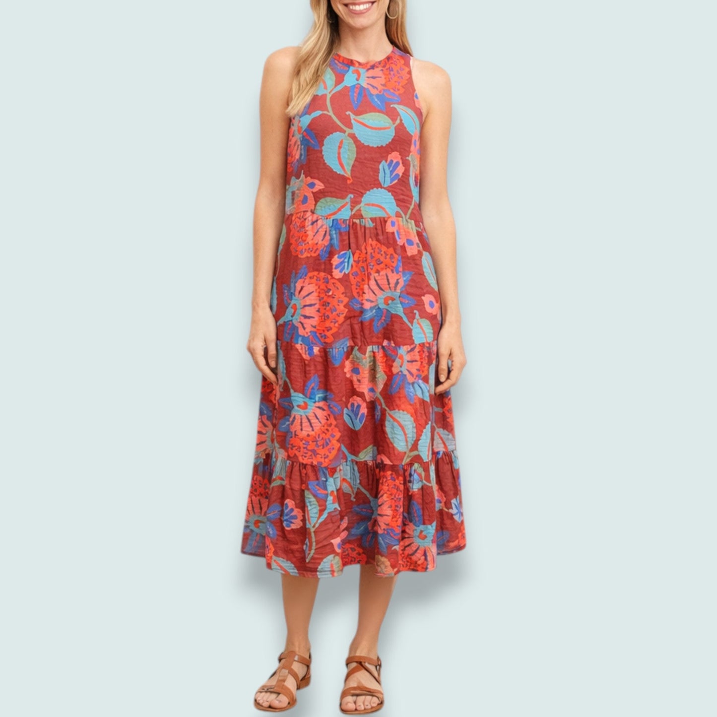 Shannon Passero - Sunset Bloom Tiered Midi Dress