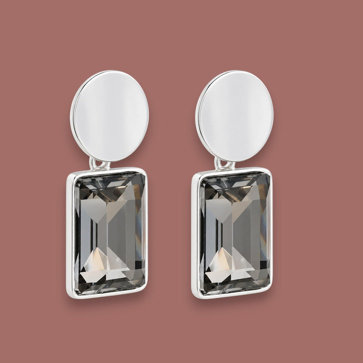 Merx - Faceted Rectangular Stone Drop Earrings