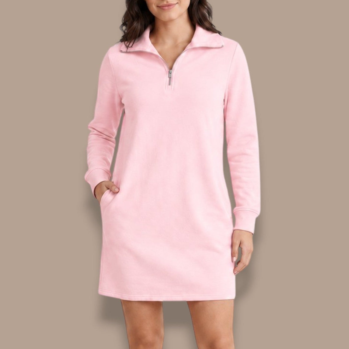 DKR - Ultra-Soft Brushed Fleece Quarter-Zip Dress