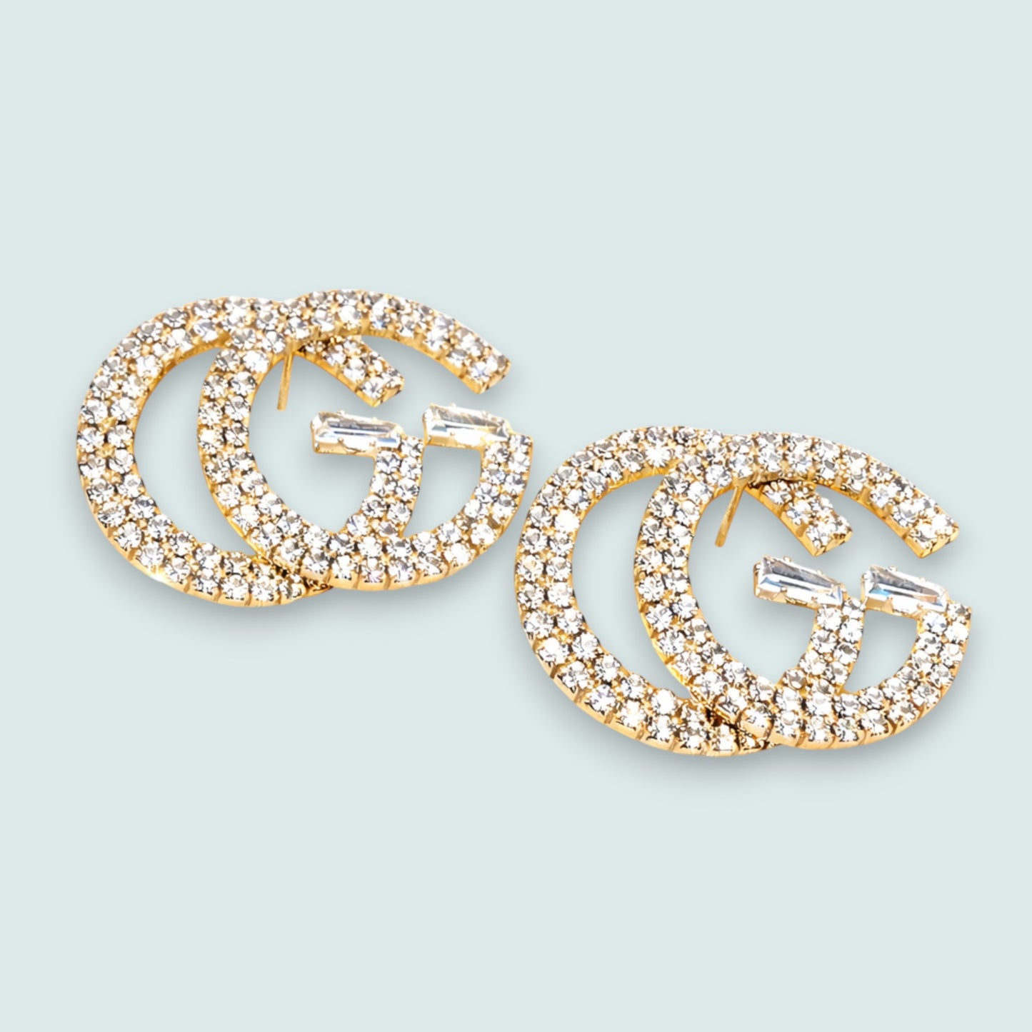 Audrey's - Crystal Pavé Double Initial Stud Earrings