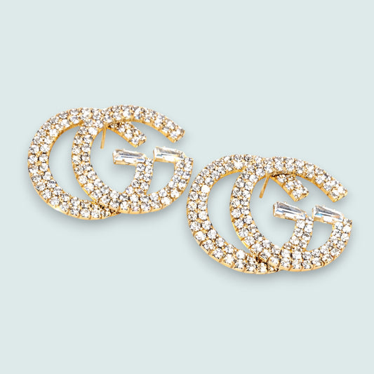 Audrey's - Crystal Pavé Double Initial Stud Earrings