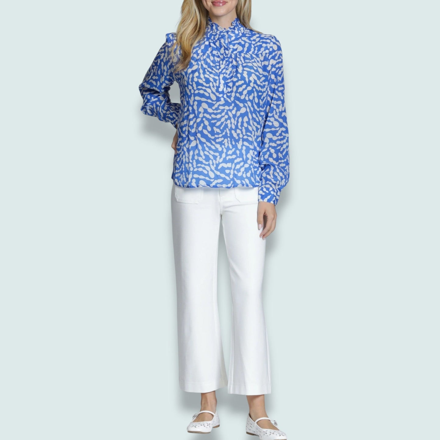 APNY - Ruffle Half Placket Blouse