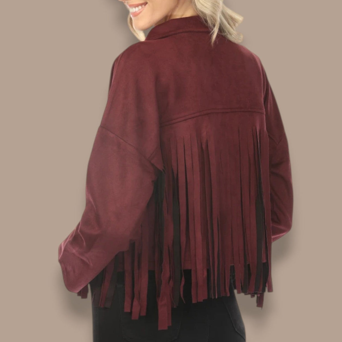 Tango Mango - Faux Suede Fringe Jacket