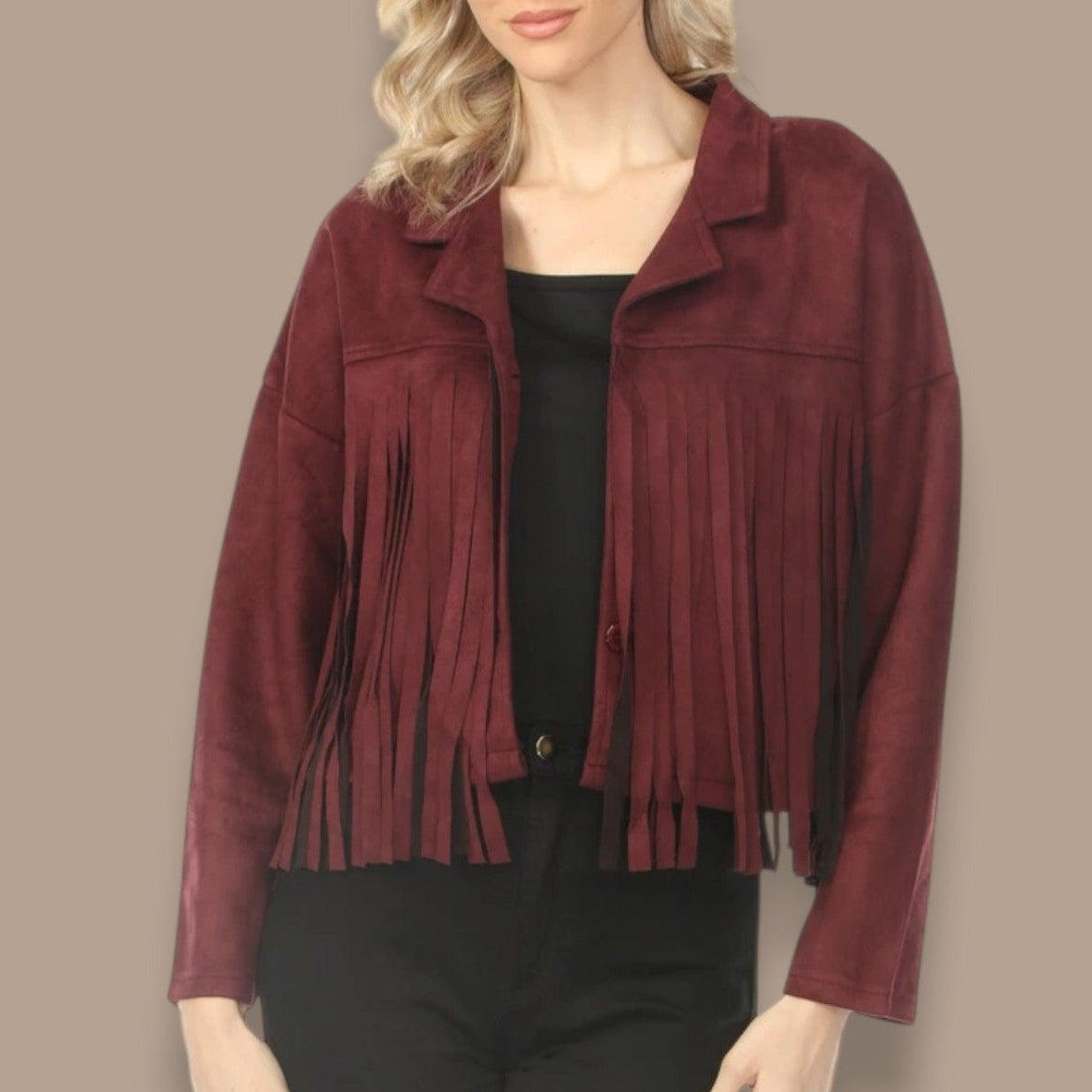 Tango Mango - Faux Suede Fringe Jacket