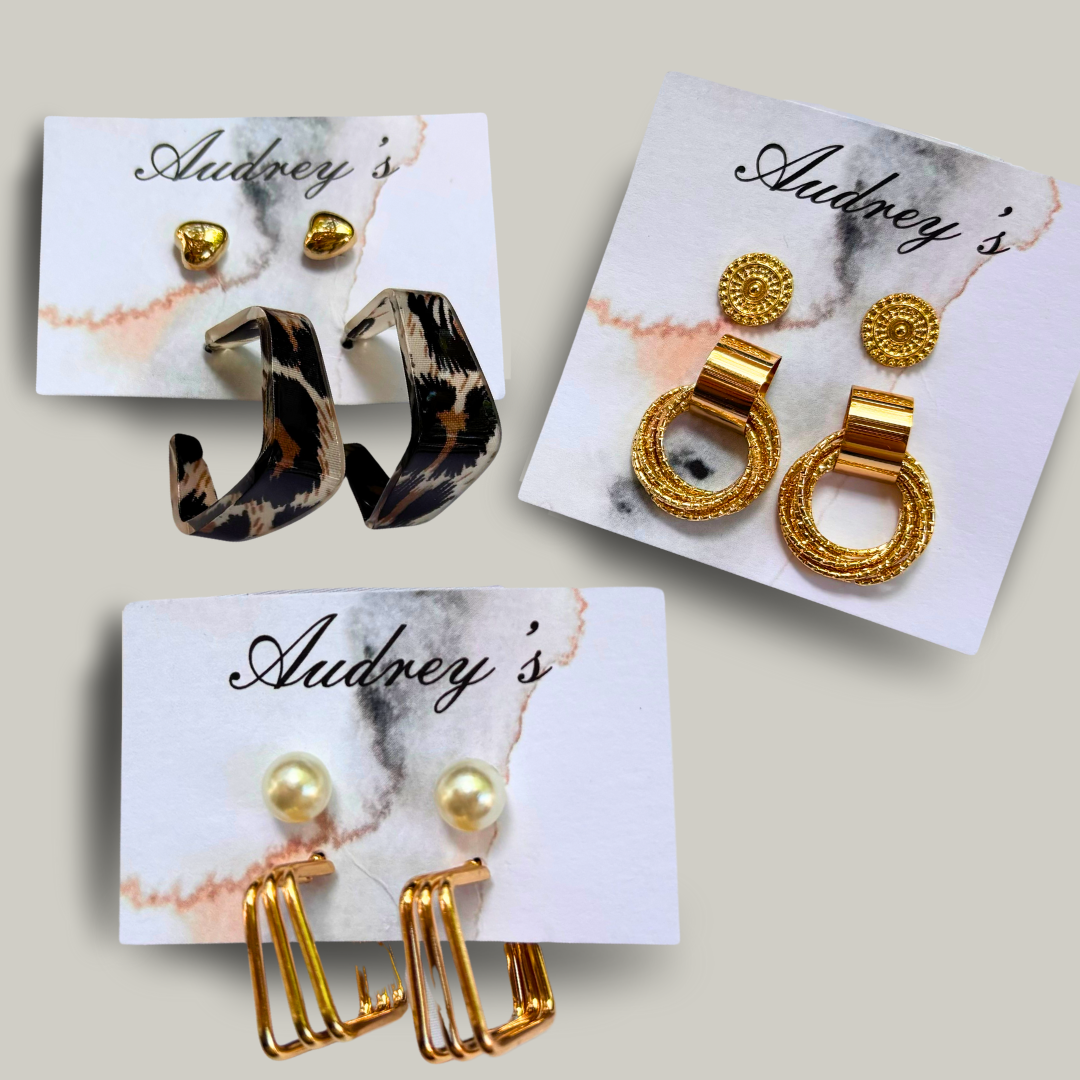 Red Coral - Two-Piece Gold Rings Earring Set
