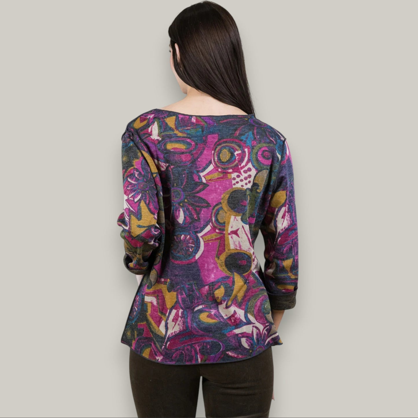 Trisha Tyler - Reversible Abstract V-Neck Top
