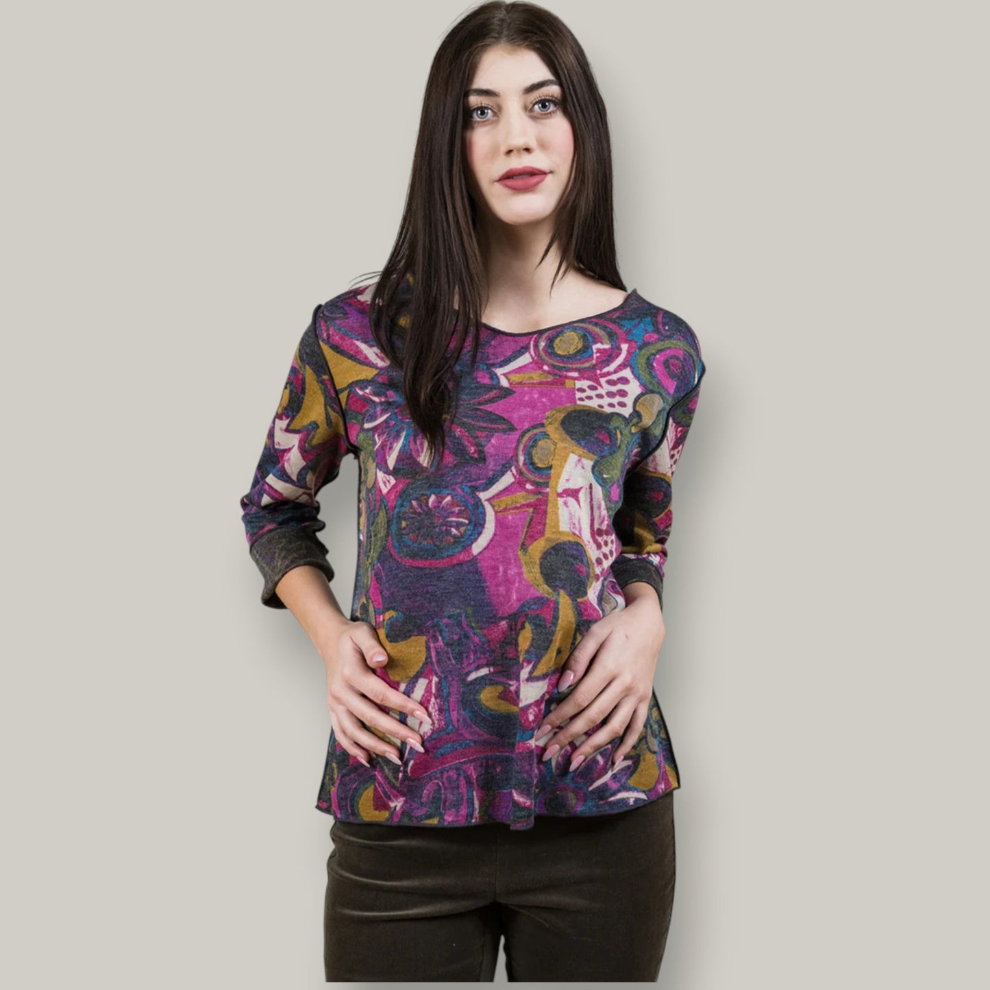 Trisha Tyler - Reversible Abstract V-Neck Top