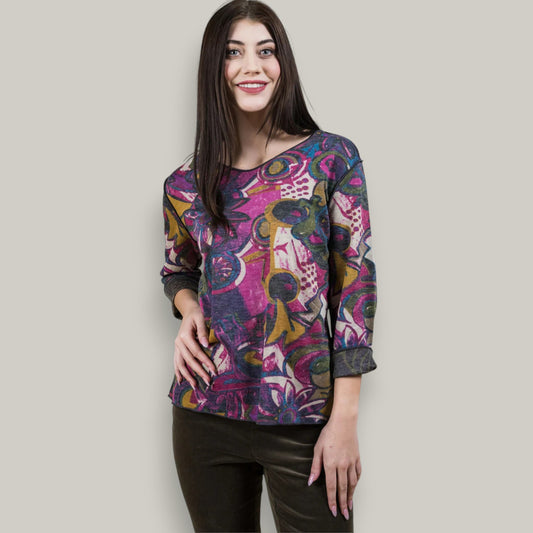 Trisha Tyler - Reversible Abstract V-Neck Top