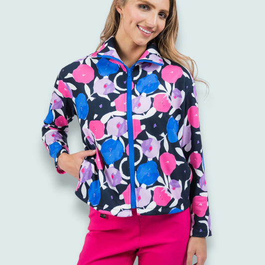 Trisha Tyler -  Floral Zip-Up French Terry Jacket