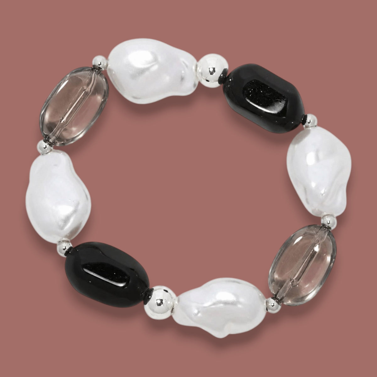 Merx - Pearl-Look and Faceted Bead Bracelet