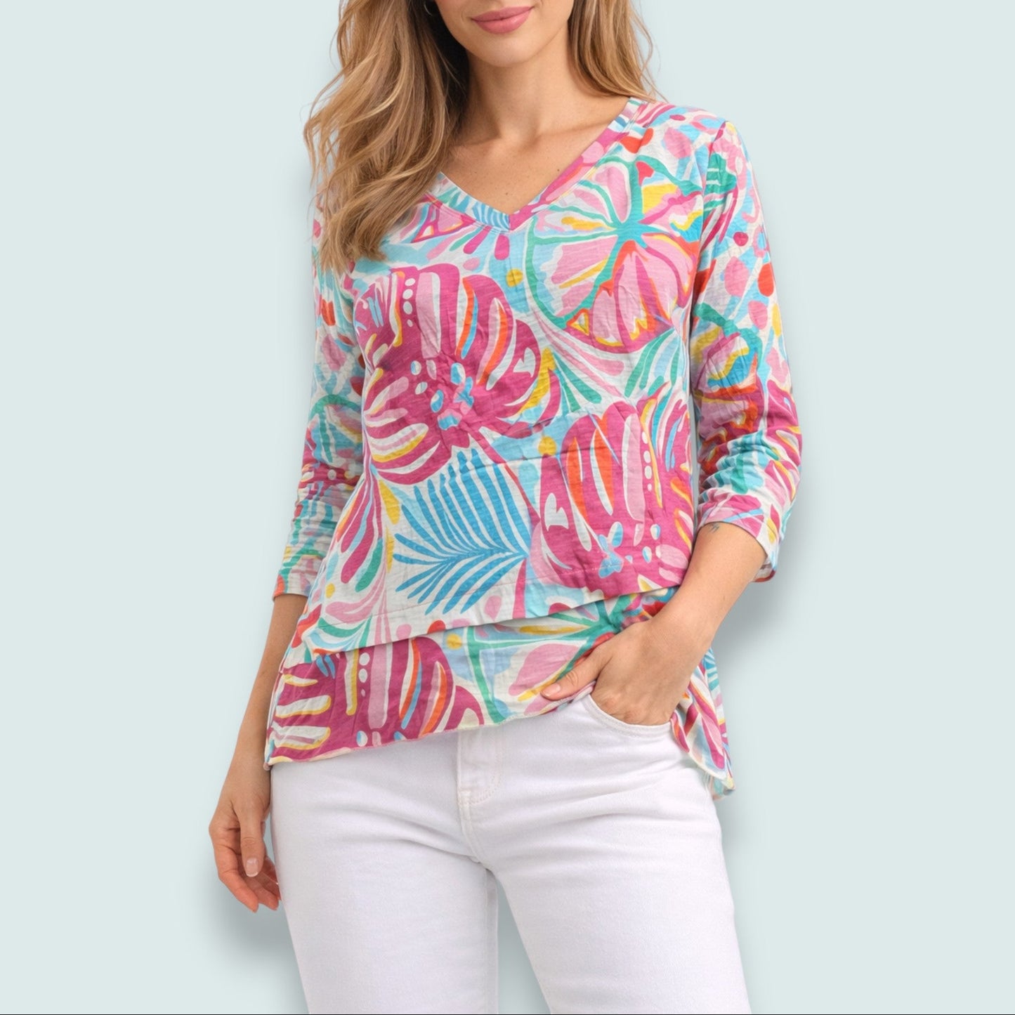 Tango Mango - Signature Layered Hem V-Neck Top