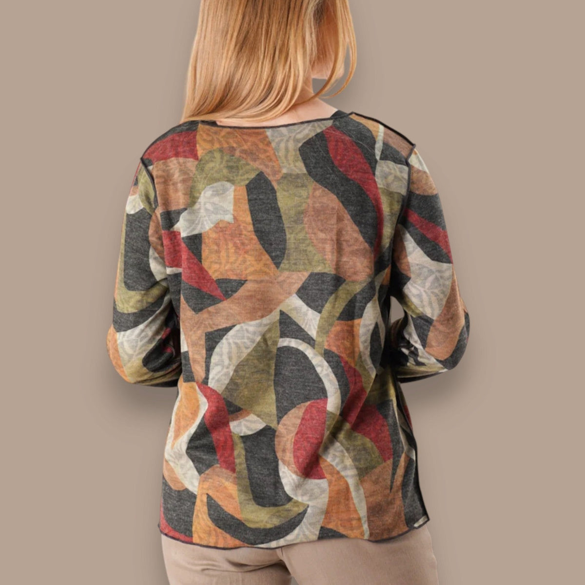Trisha Tyler - Reversible Abstract Print Crewneck Top